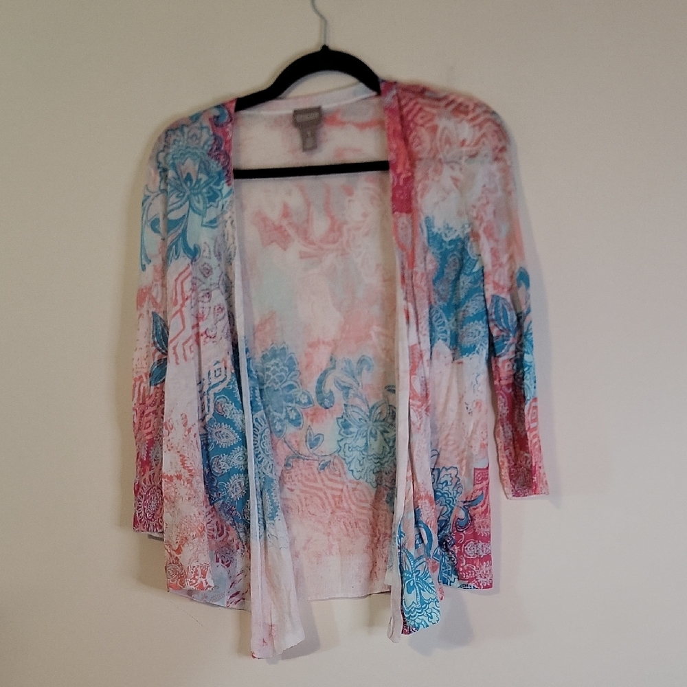 Chico's Multicolor Floral Cardigan